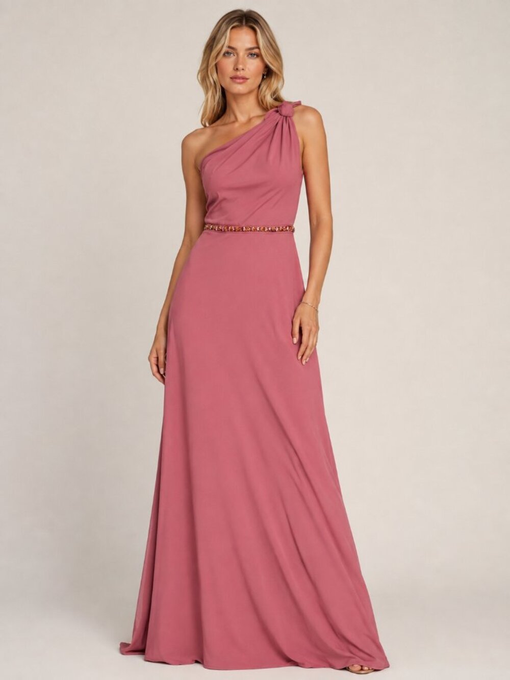 Ieena for Mac Duggal One-Shoulder Embellished Gown